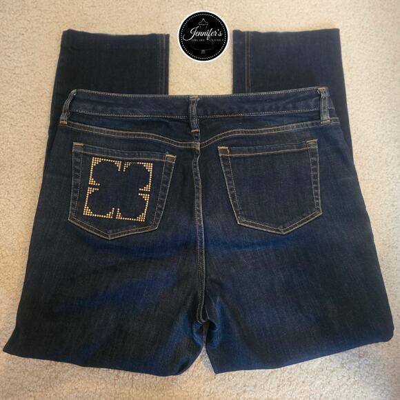 Liz Claiborne "Jackie" Dark Blue Denim Mid-Rise Straight Leg Jeans Size 12 - Picture 4 of 9